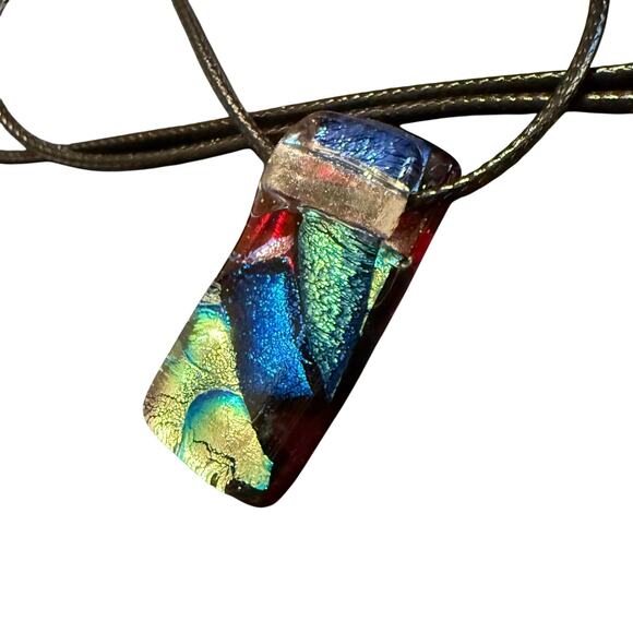 Colorful Handcrafted Fused Art Glass Pendant - Picture 5 of 6